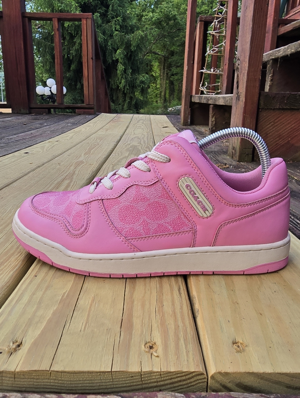 COACH Women's C201 Signature, Low Top Sneakers, Vivid Pink, Sz 8.5B - Picture 5 of 15